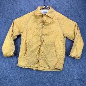 Vintage Coachman Yellow Snap Front Coaches Jacket Nylon Shell Cotton Lining 16